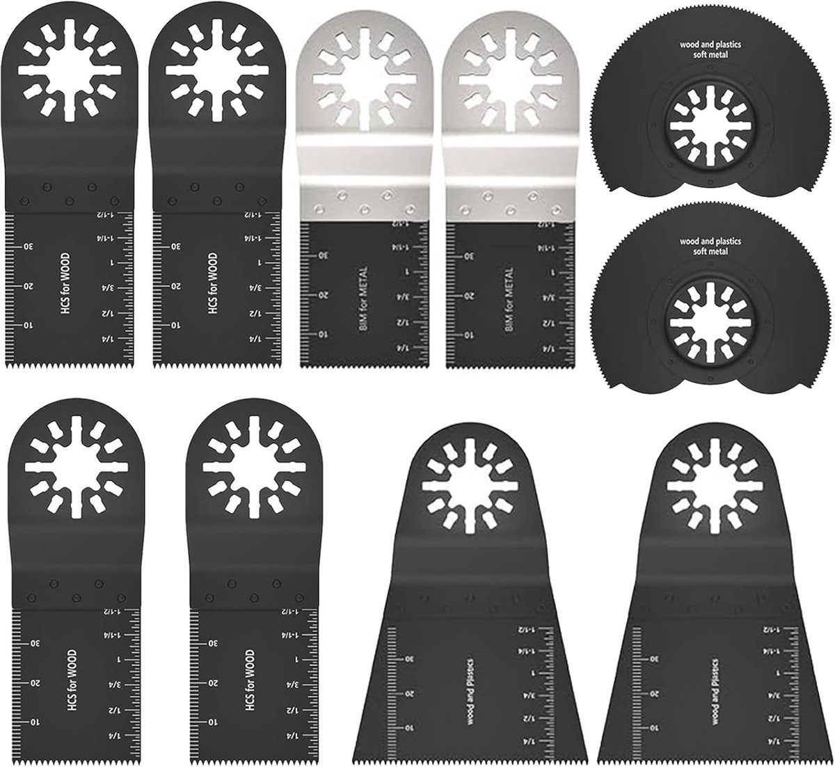 SnelShoppen - 10-delige Saw Blade Set, Multitool Zaagbladen Accessoires, Bimetalen en Carbon Staal, Voor Hout en Plastic, Precisie Snijden, Voor Kluss