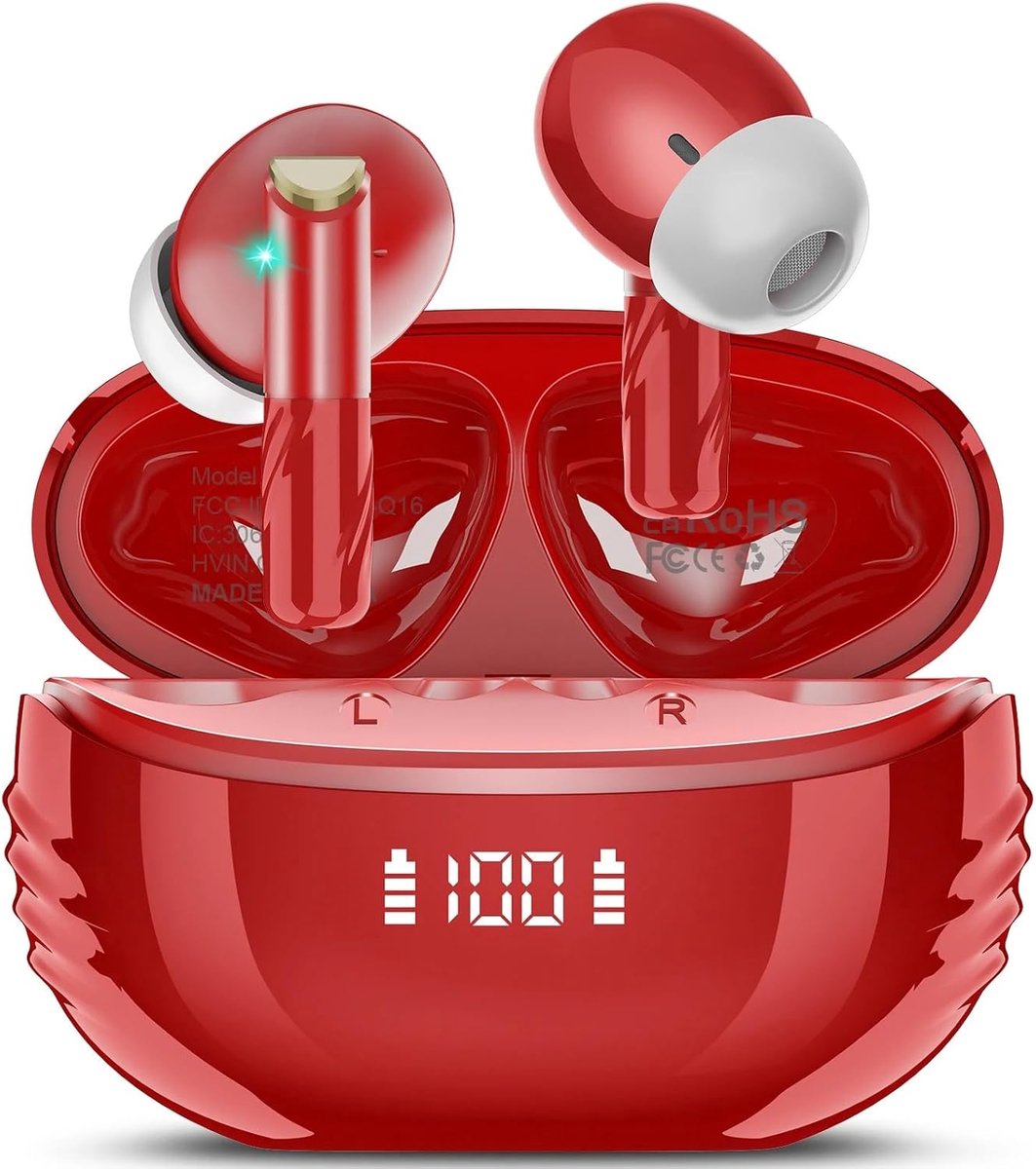 SnelShoppen - Bluetooth Headset Met Vertaalfunctie 164 Talen, Lange Batterijduur, Ruisonderdrukking, 7 Modi, Voor Reizen en Dagelijks Gebruik, Oranje/
