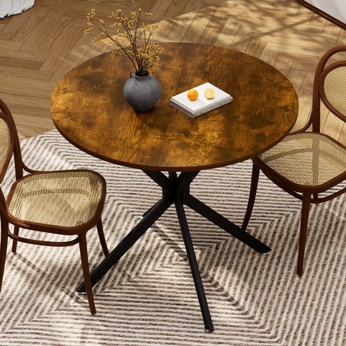Eettafel – Ronde Tafel – Tafel – Keukentafel – Meubelhoek – Compact 90 cm Diameter – Goude