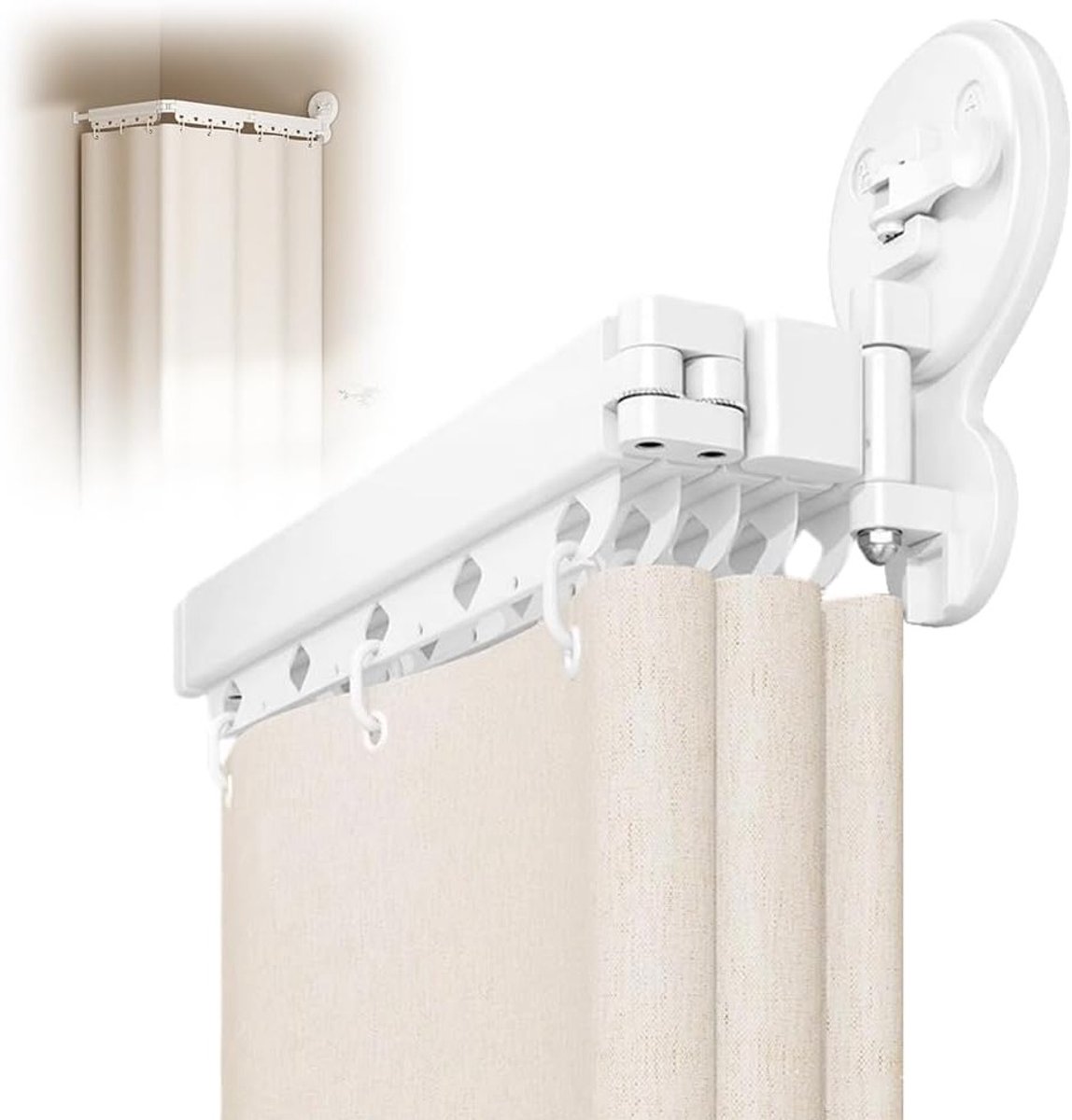 Douchegordijnstang - Telescoopstang badkamer - Zonder boren ophangen - Flexibele hoekverstelling - 70-104 cm verstelbaar - Wit