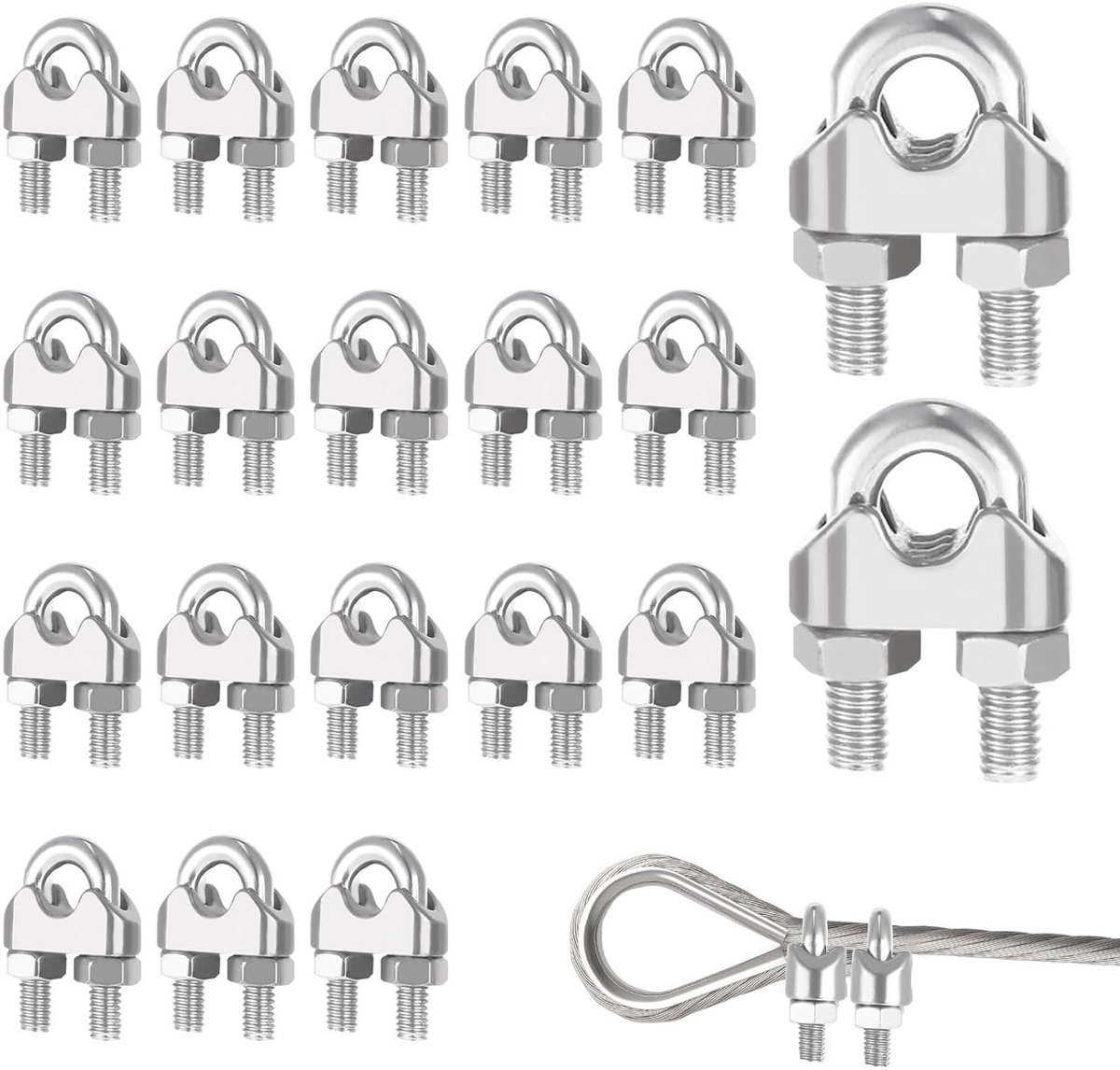 Kabelklemmen RVS - U-bout klemmen - Kabels Bevestigen - Roestvrij Staal - 4 mm - Zilverkleurig