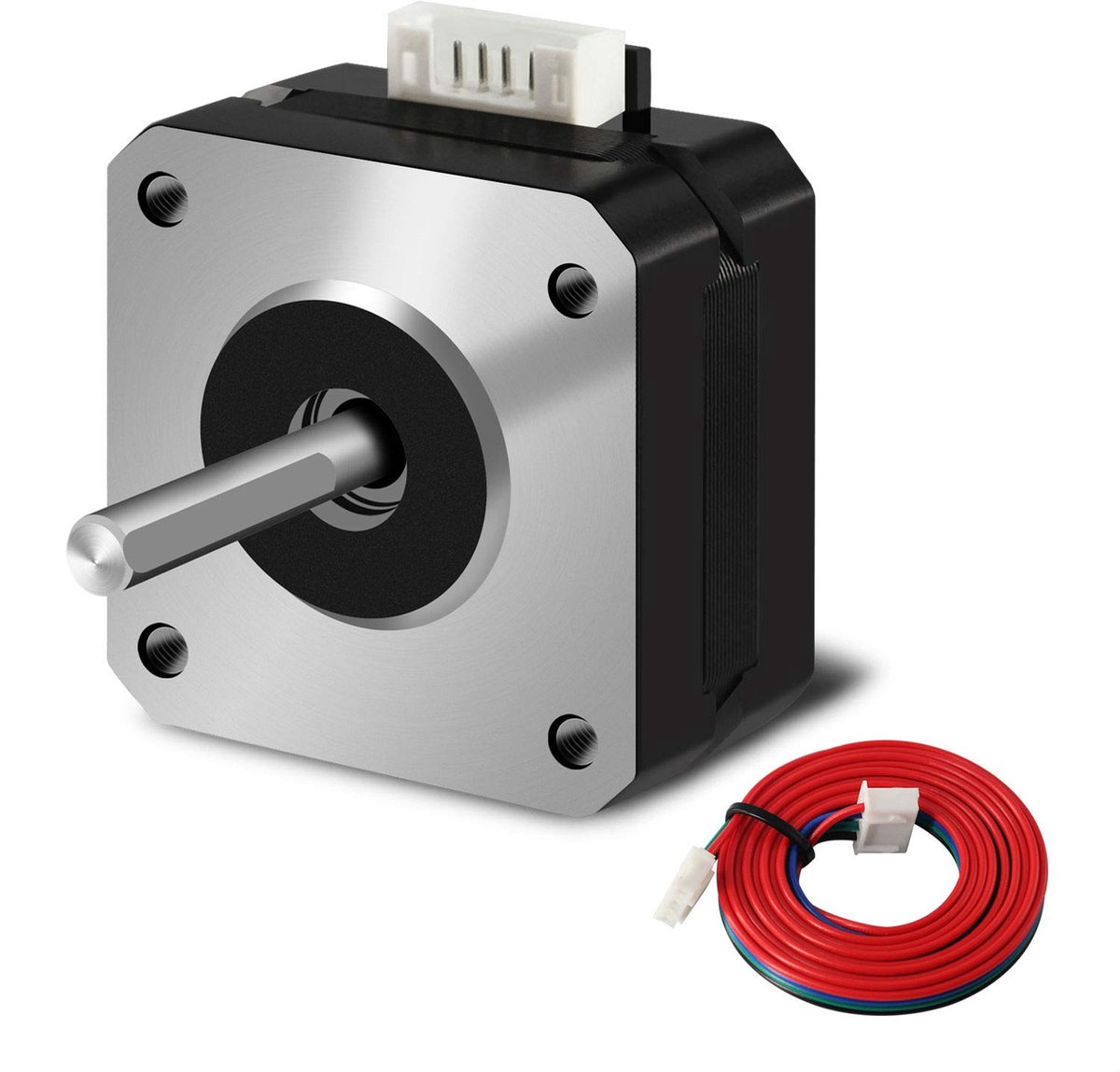 SnelShoppen - Nema 17 Stepper Motor 42-23 voor 3D Printers en CNC - Hoge Kracht en Koppel - 1.8° - 4 Wires - Ideaal voor Creality CR-10 en Ender 3D Pr