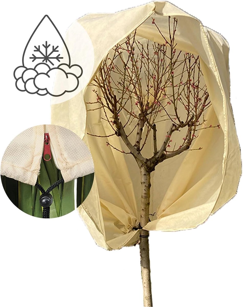 SnelShoppen - Premium winterbeschermkap XL 180 x 120 cm met rits en trekkoord - frostbescherming voor planten, tuinplanten, kuipplanten, palmen, winte