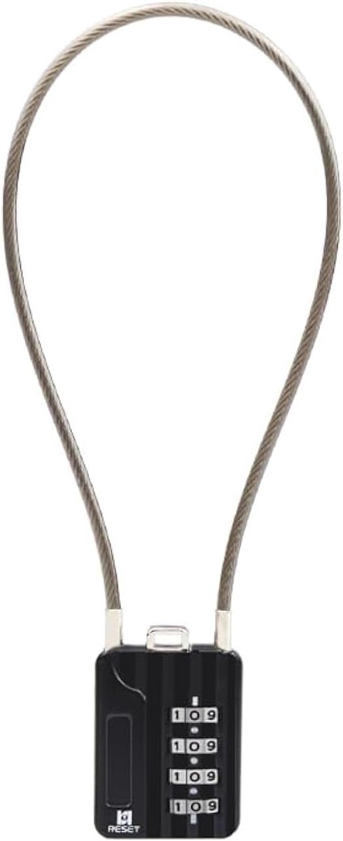 SnelShoppen - RESET -200 Combinatielock met 4-cijferige Code en 30 cm Stalen Kabel - Ideaal voor Lockers, Bagage, Koffers, Gereedschapskisten, Helmen,