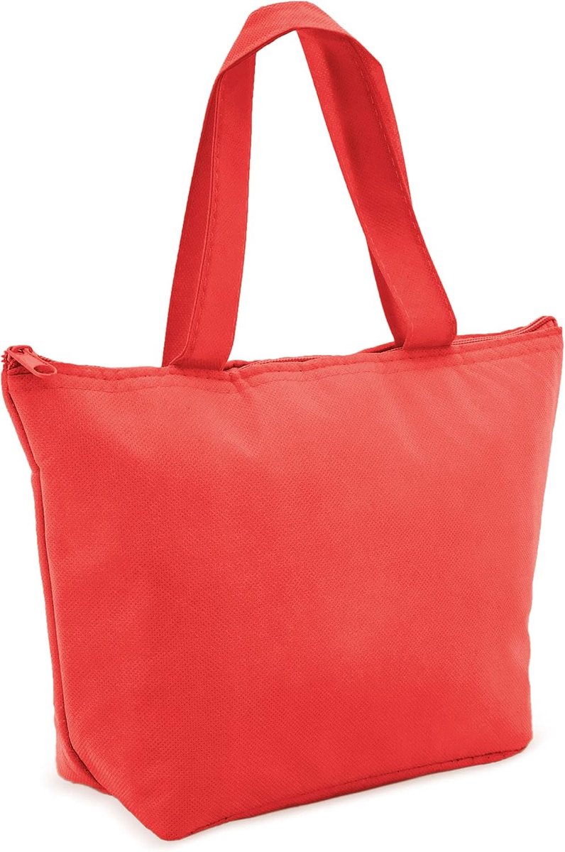SnelShoppen - Kleine Koeltas - Thermische Vouwbare Draagtas met Rits, Isothermische Lunchtas voor Snacks, Picknick, Schoolkinderen, Kantoor - Rood - L