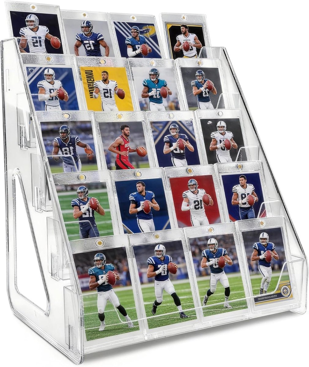 SnelShoppen - Card Stand Transparant 5 Niveaus - Postkaart Stand voor Kerstgroeten, Handelskaarten, Slabs, Toploaders - Office Organisatie voor Beurze