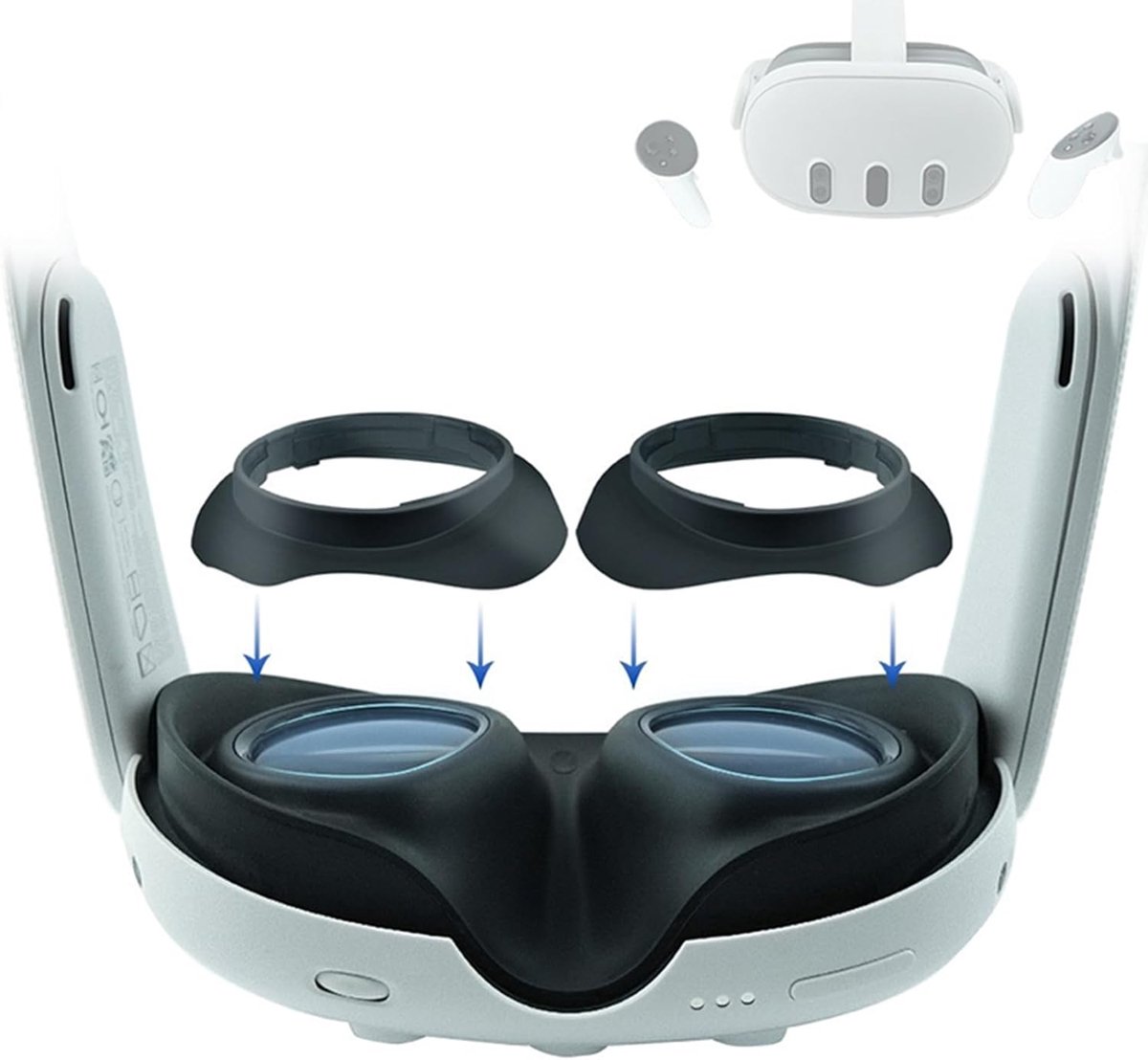 Thijox - Bril Spacer Anti-kras Ring voor Meta Quest 3 - Voorkom Krassen VR Headset Lens - Inclusief 2x Glazen Spacer, Lensdoek en SpacerCase - Zwart