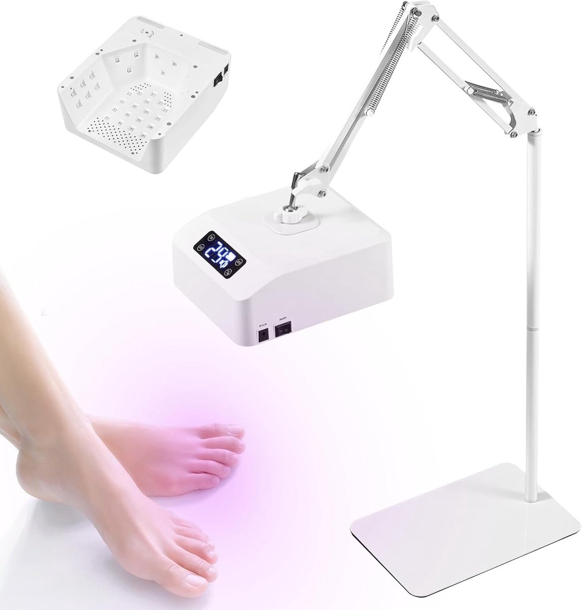 Thijox - Professionele Nagellamp 78W UV Voetlamp met Infraroodsensor, 15/30/60/90s Timer, Draadloze Hangende UV-Lamp voor Gelnagels, LCD-Display, Stan