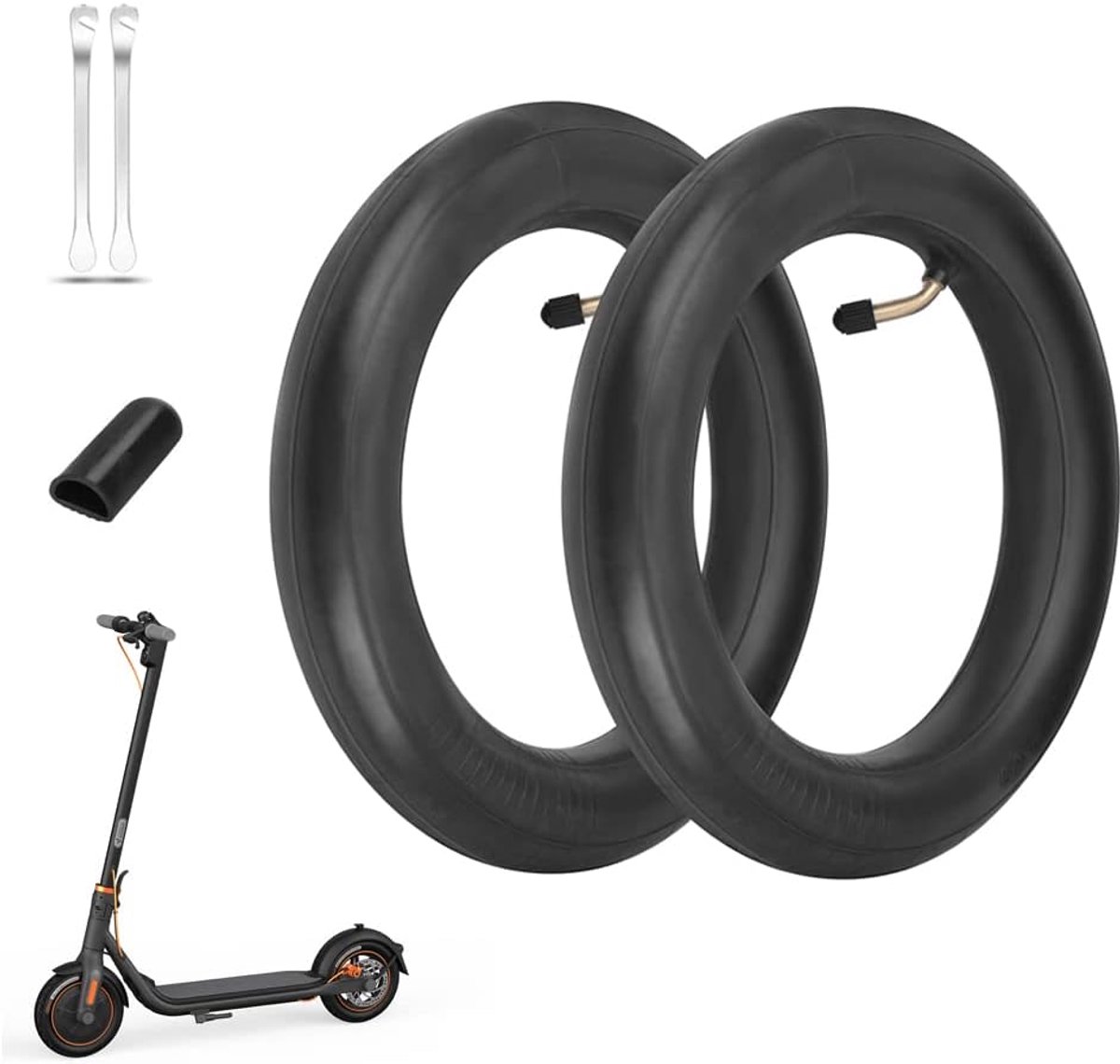 SnelShoppen - 25.4 cm Air Chamber voor Elektrische Scooter, 10 x 2.5 Dubbele Dikte Banden, Vervangingswielen met 2 Bandenpolen + Ondersteunende Cover