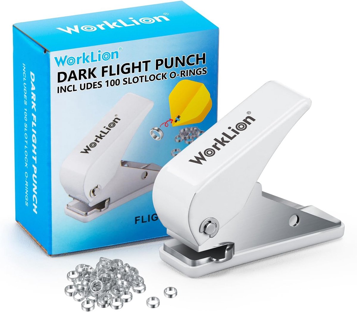 SnelShoppen - Dart Flight Punch Kit - 1 Draagbare Flight Puncher Met 100 Dart-O-Ringen - Lichtgewicht Darts Accessoires Voor Dartsport - Duurzaam Staa