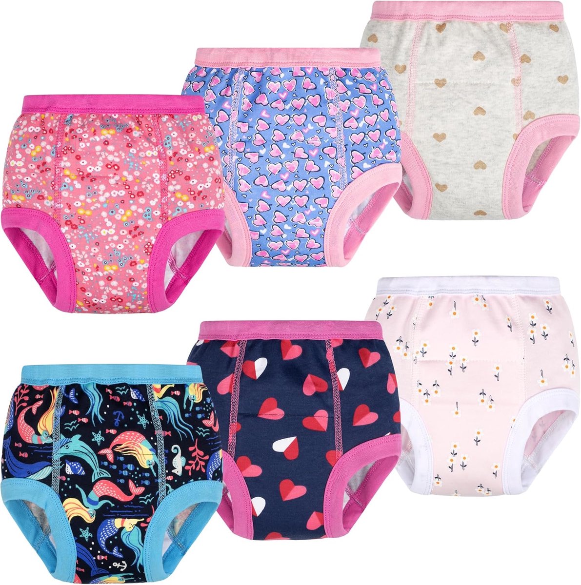 SnelShoppen - 6-delige Potty Training Ondergoed voor Peuters, 100% Katoen, Absorberend, Herbruikbaar, Voor Jongens en Meisjes, Zacht en Ademend, Ideaa