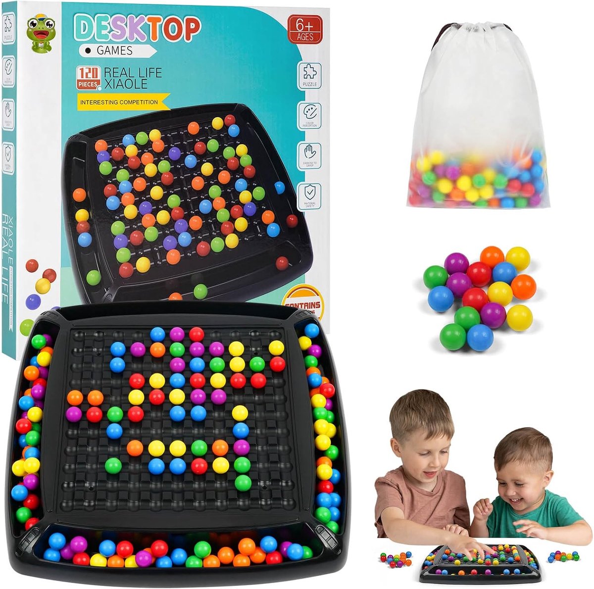 SnelShoppen - Rainbow Ball Eliminatie Schaakbord Spel voor Kinderen en Volwassenen, Dubbele Duel, Kleurige Ballen, Ideaal Gezinsfeest en Cadeau voor K