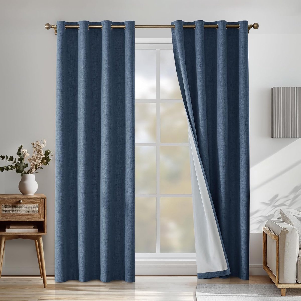 SnelShoppen - 100% Blackout Gordijnen Set van 2, 140x260 cm, Opaque Thermische Raamdecoratie met Oogjes, Geluidsisolatie, Donkerblauw voor Slaapkamer
