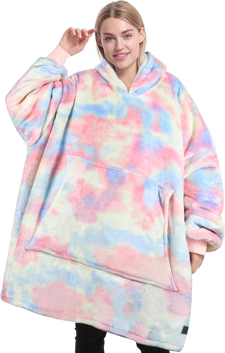 SnelShoppen - Catalonia Classy Oversized Sherpa Hoodie Blanket - Zachte Warme Deken met Kap voor Vrouwen, Grote Hoody met Voorzak, Perfect voor Thuis,