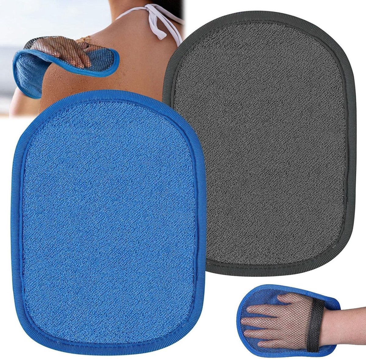 Set van 2 Herbruikbare Handschoenen voor het Verwijderen van Zand, Inclusief Zandborstel en Zandzak - Ideaal voor Stranddagen en Zandvrij Genieten