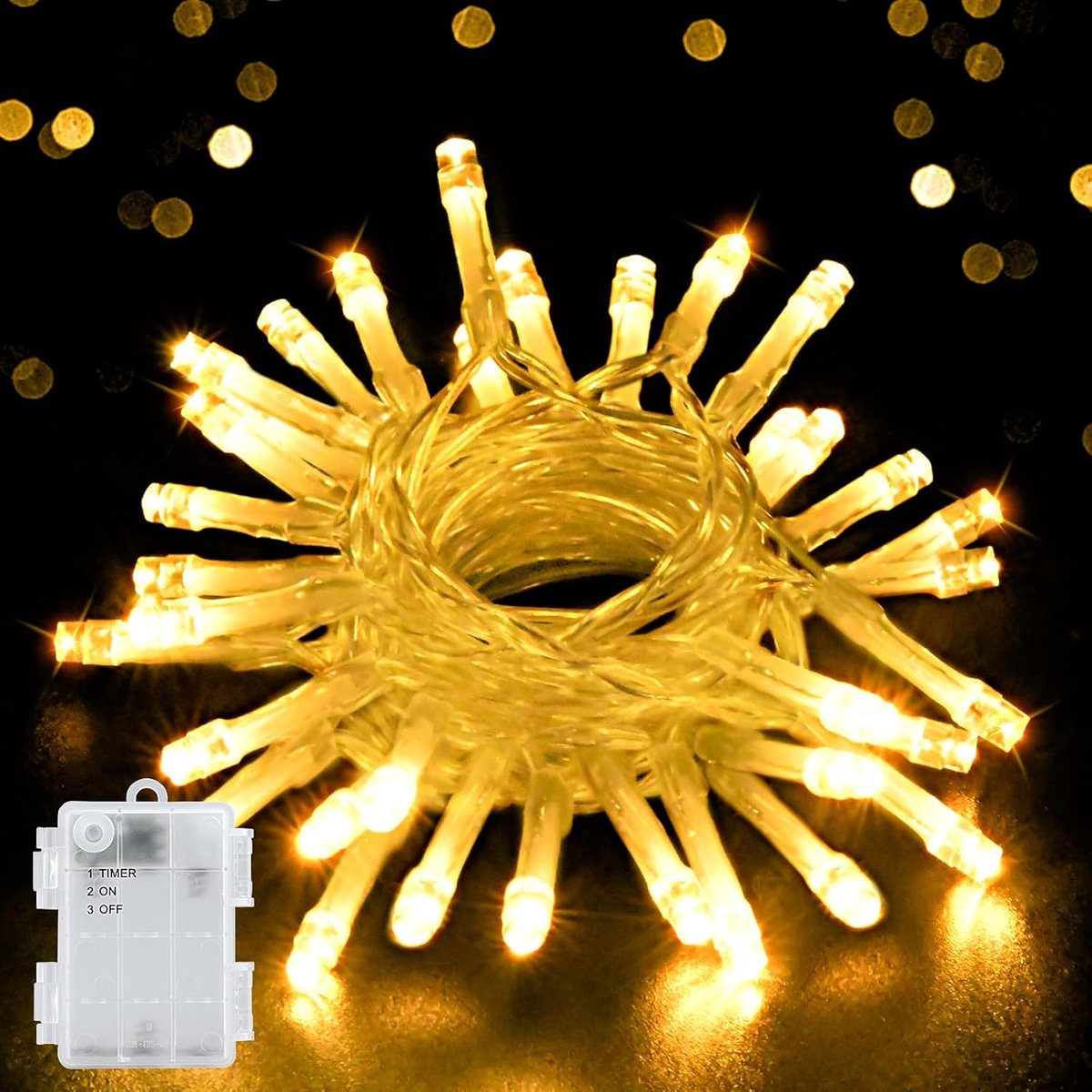 SnelShoppen - LED Batterij Fairy Lights 3M/9.8ft 30LEDs Warm Wit IP65 Waterdicht met Timer - Perfect voor Kerst, Tuin, Buiten, Binnen Decoratie