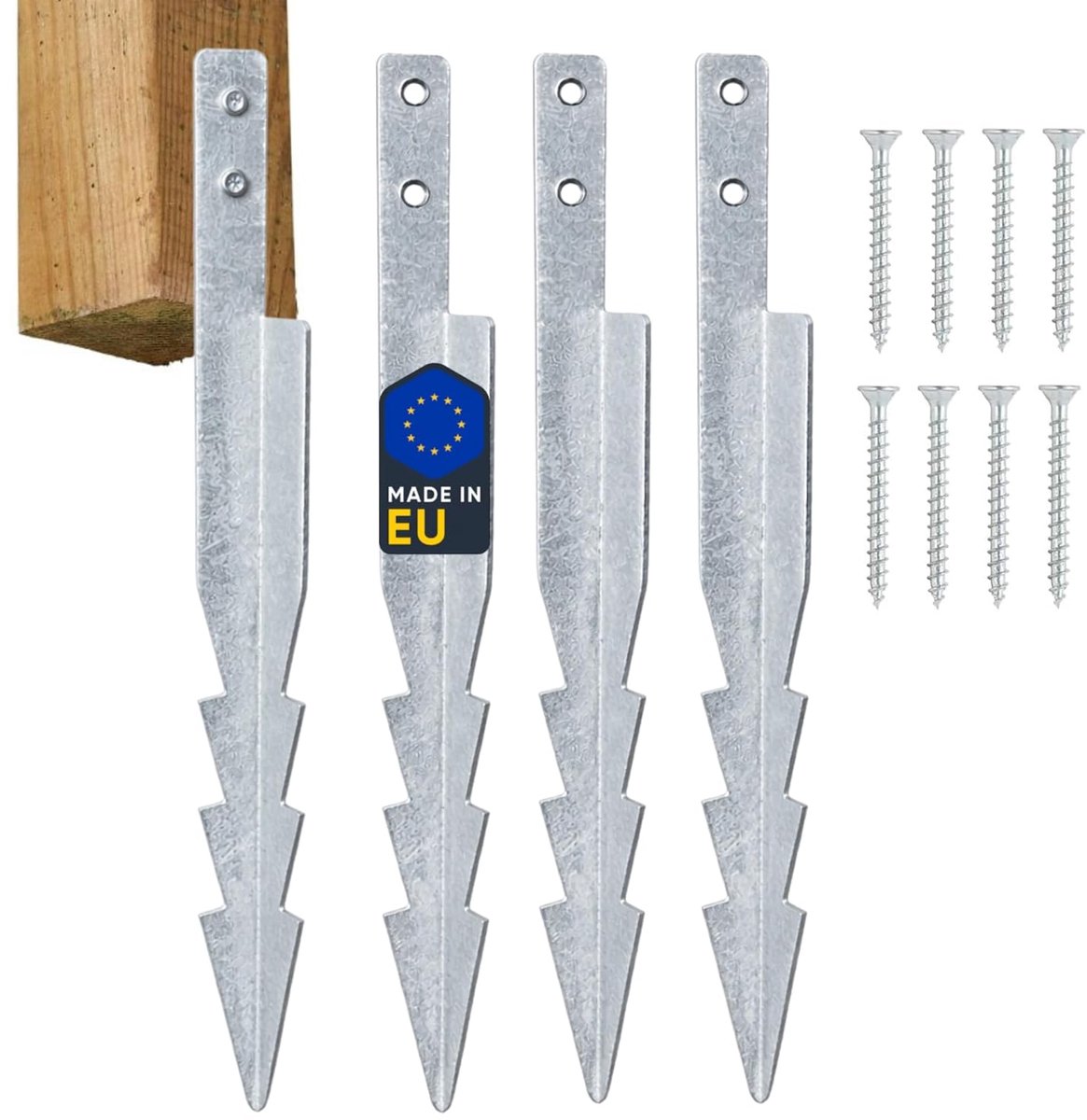 SnelShoppen - Swingankers en Speeltuin Set – 4 Grondankers 44.5 cm Gegalvaniseerd Staal S355 met Schroeven – Bevestiging voor Schommel, Speeltoren, Ki