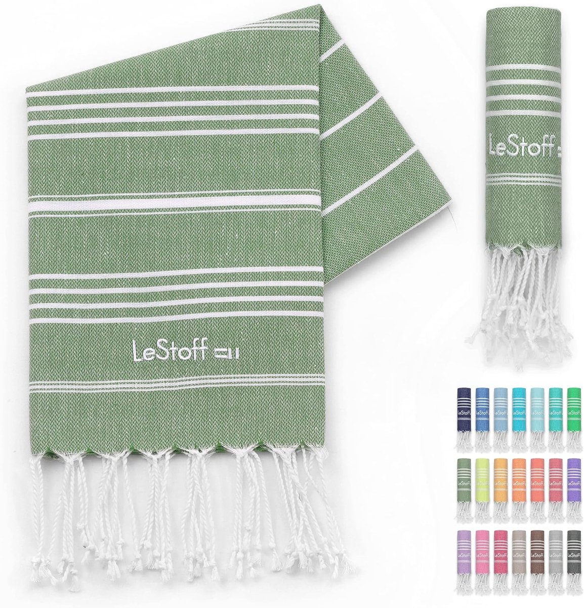 SnelShoppen - Hammam Handdoek 100% Katoen - Sneldrogend, Absorberend, Zacht - 50x100 cm - Olive - Perfect voor Strand, Sauna, Yoga, Reizen, Sport en P