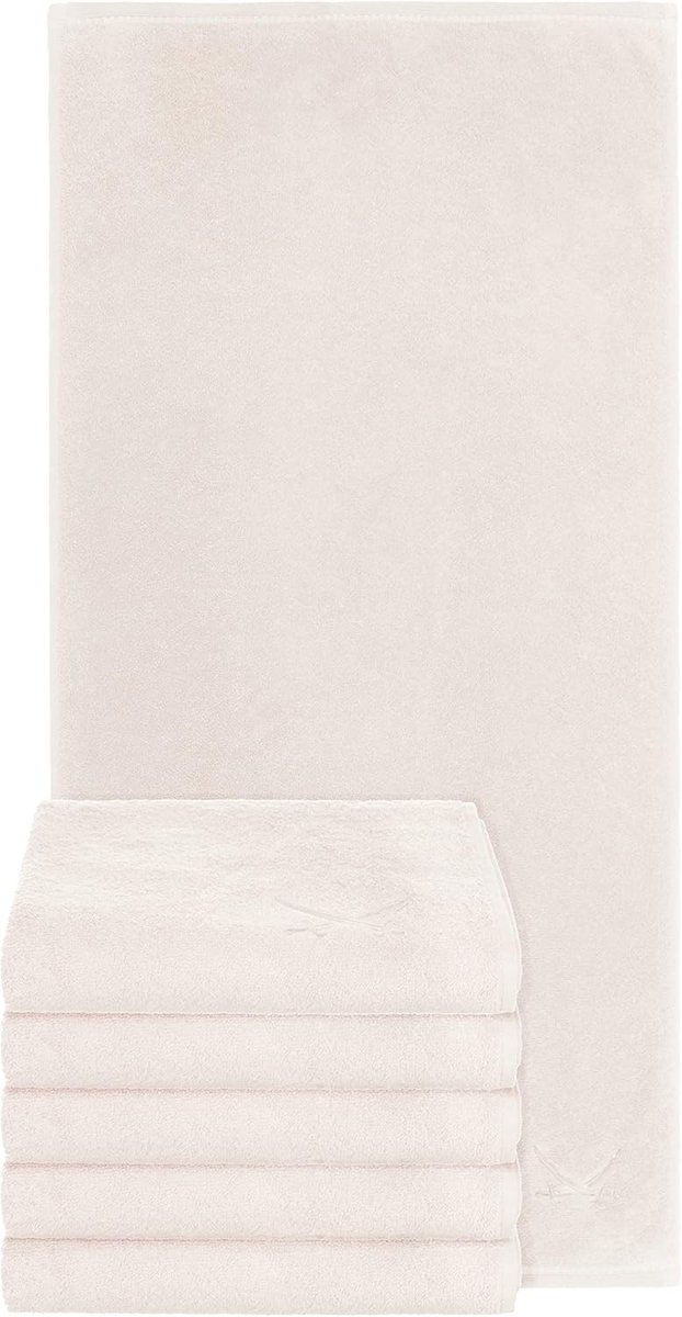 SnelShoppen - Set van 6 Gastendoeken 30x50 cm, 100% Katoen, Sneldrogend, Zacht, Met Geborduurd Logo, Perfect voor Badkamer, Feest, Camping, Sandkleur