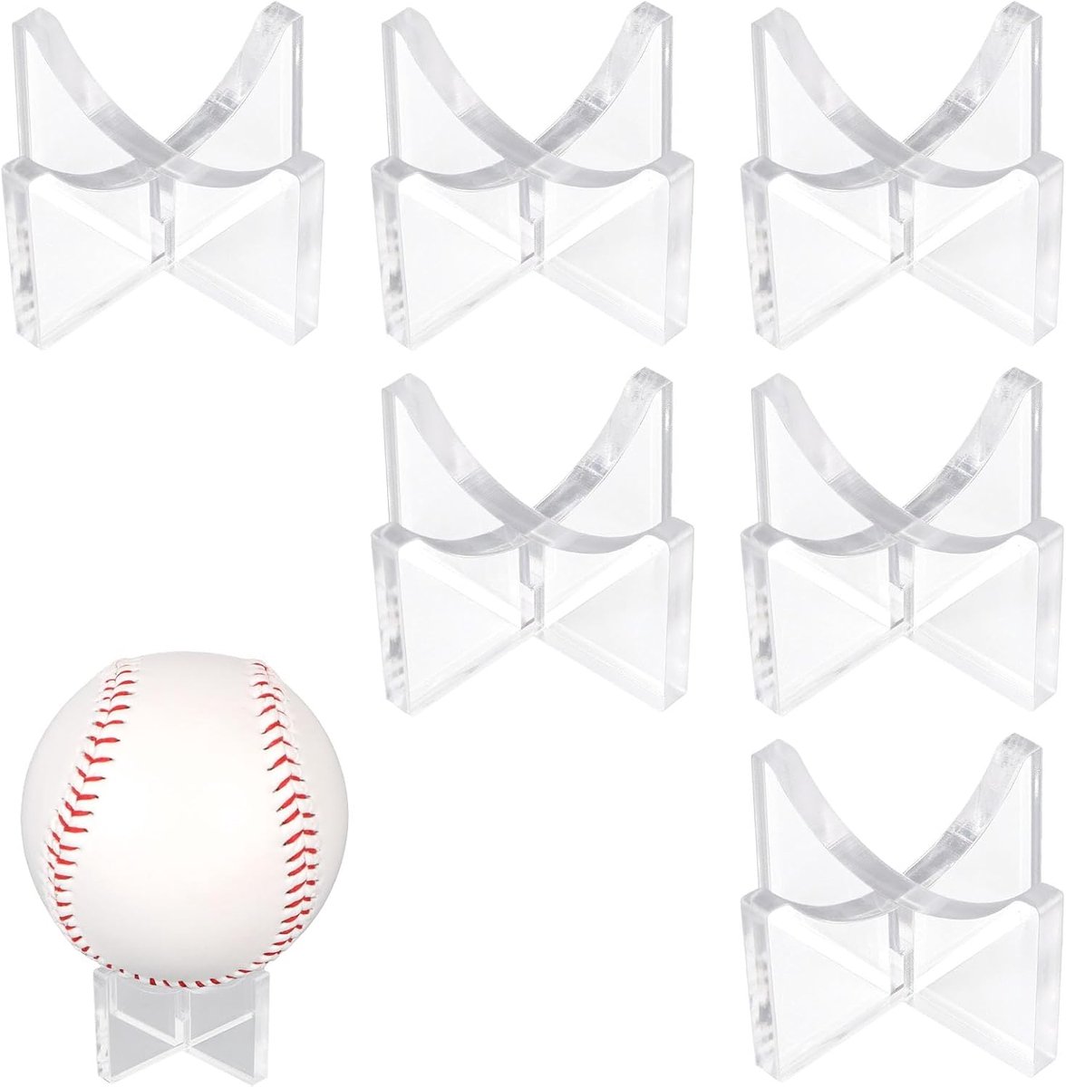 SnelShoppen - 6x Honkbal Displaystandaards, Klein Transparant Acryl, Perfect voor Softbal Memorabilia, Anti-Vergelingsbalvoet, Tot 120mm Diameter, 4,8