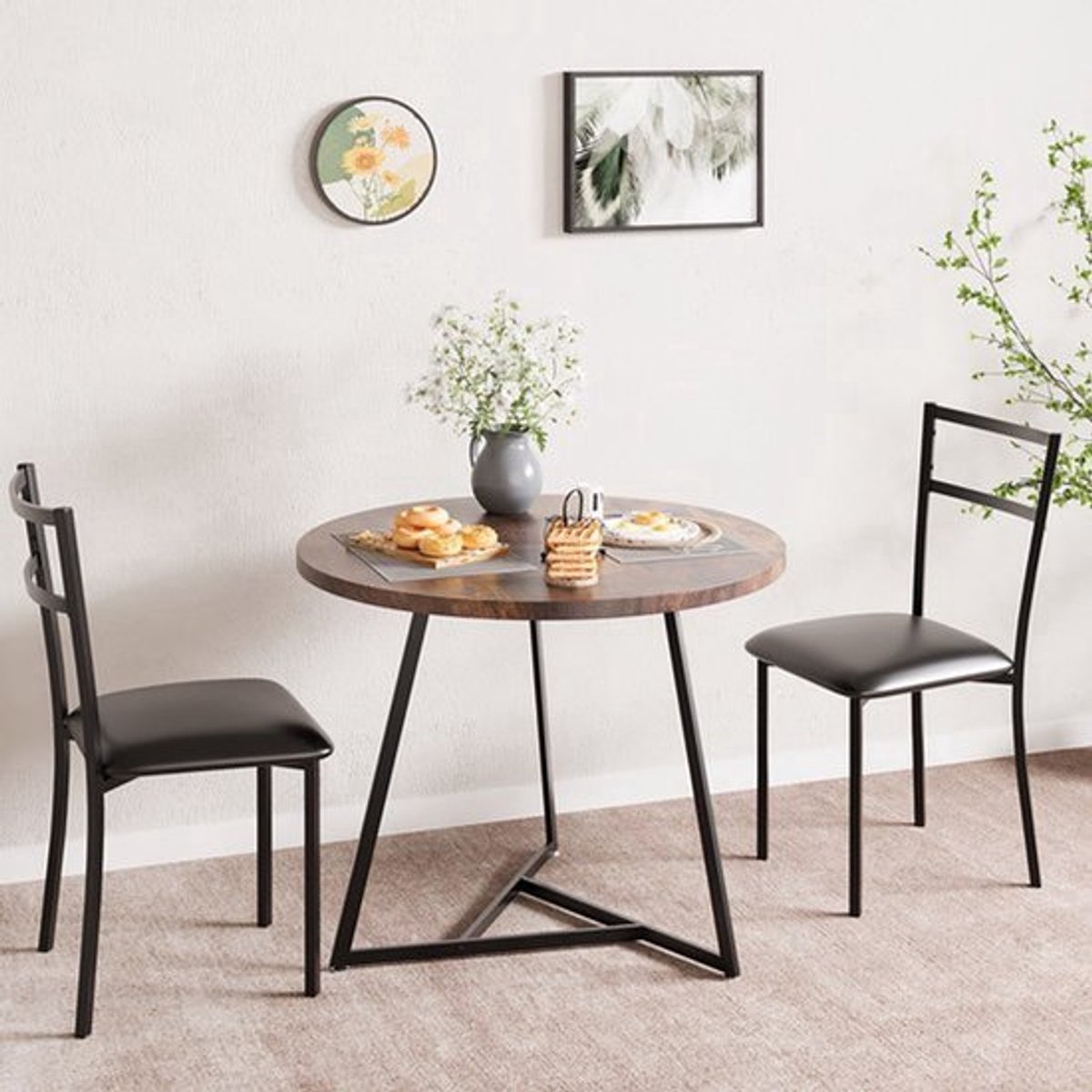 Eettafelset 2 Personen – Ronde Tafel – Keukentafel – Bistroset – Dinerset – Compact & Ruim