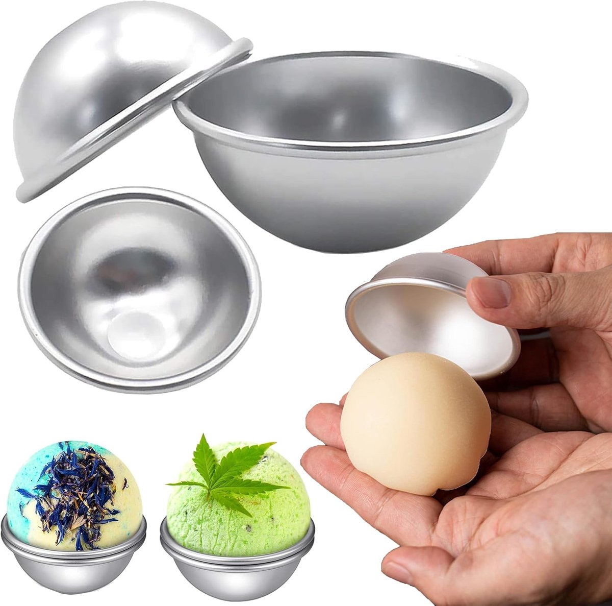SnelShoppen - 6 Stuks Bad Bom Mallen, Aluminium Bad Bom en Cake Mallen, Herbruikbare DIY Bad Bom Creaties voor Kinderen en Feesten
