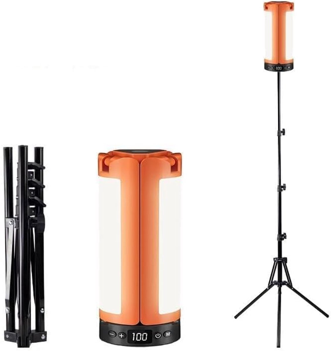 SnelShoppen - 15000 mAh LED Campinglamp Oplaadbaar 8000 Lumen Dimbaar Telescopisch IP65 Waterdicht Bouwlamp Tentlamp met Statief voor Camping en Buite