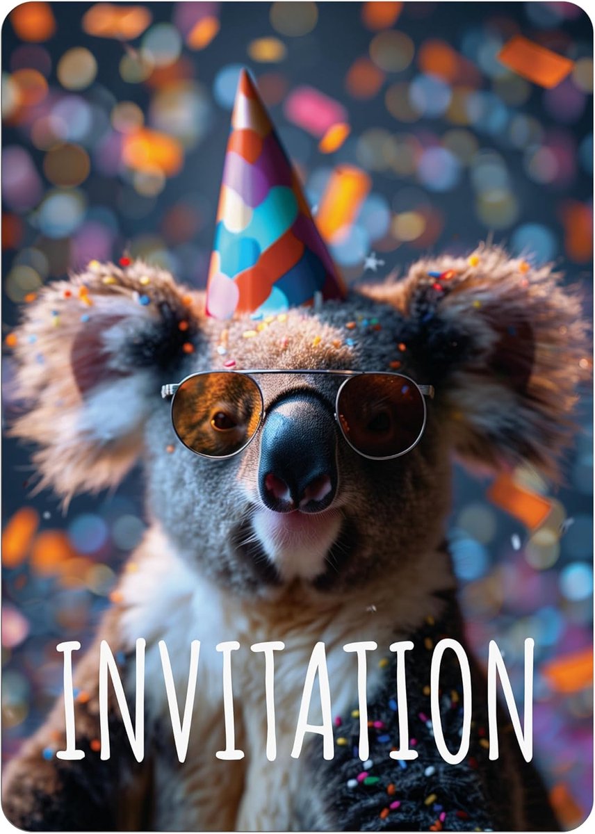 SnelShoppen - 12 x Koala Verjaardagsuitnodigingen - Unieke en Grappige Uitnodiging Kaarten voor Feesten - Perfect voor Kinderen en Verjaardagsfeestjes