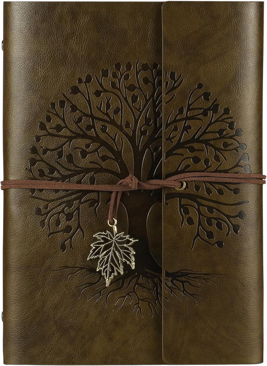 SnelShoppen - PU Leather Notitieboek A5 Vullend Reisbureau Vintage Leer Boek Gelinieerd Journal Ringband Retro Dagboek voor Ontwerpen Schetsen en Heri