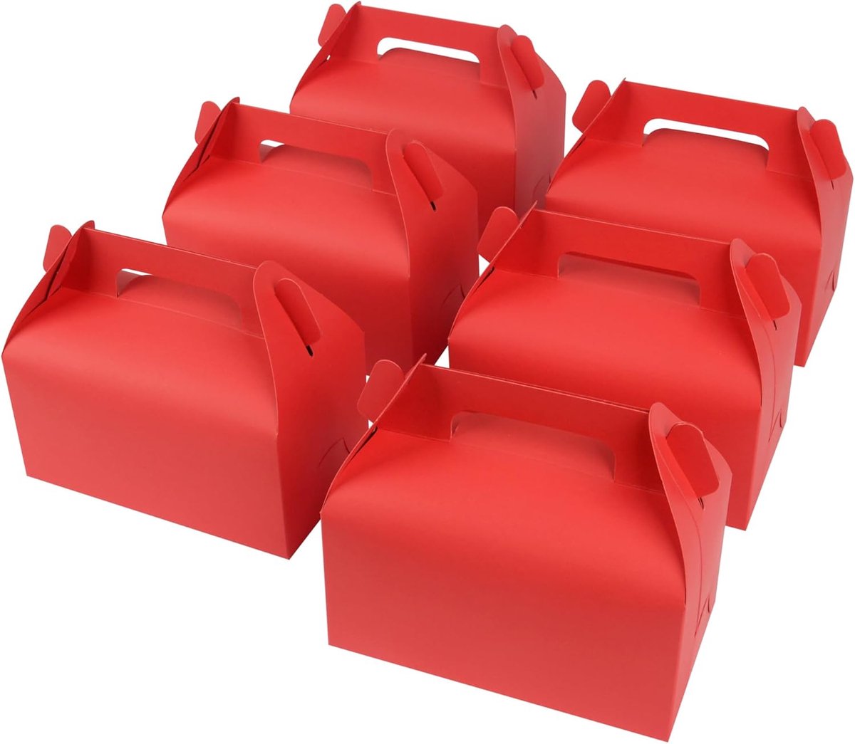 SnelShoppen - 30 Rode Geschenkdoosjes met Deksel en Handvat, 16,3 x 9,3 x 8 cm, Kartonnen Geschenkdozen voor Kinderverjaardagen, Bruiloften, Babyfeest