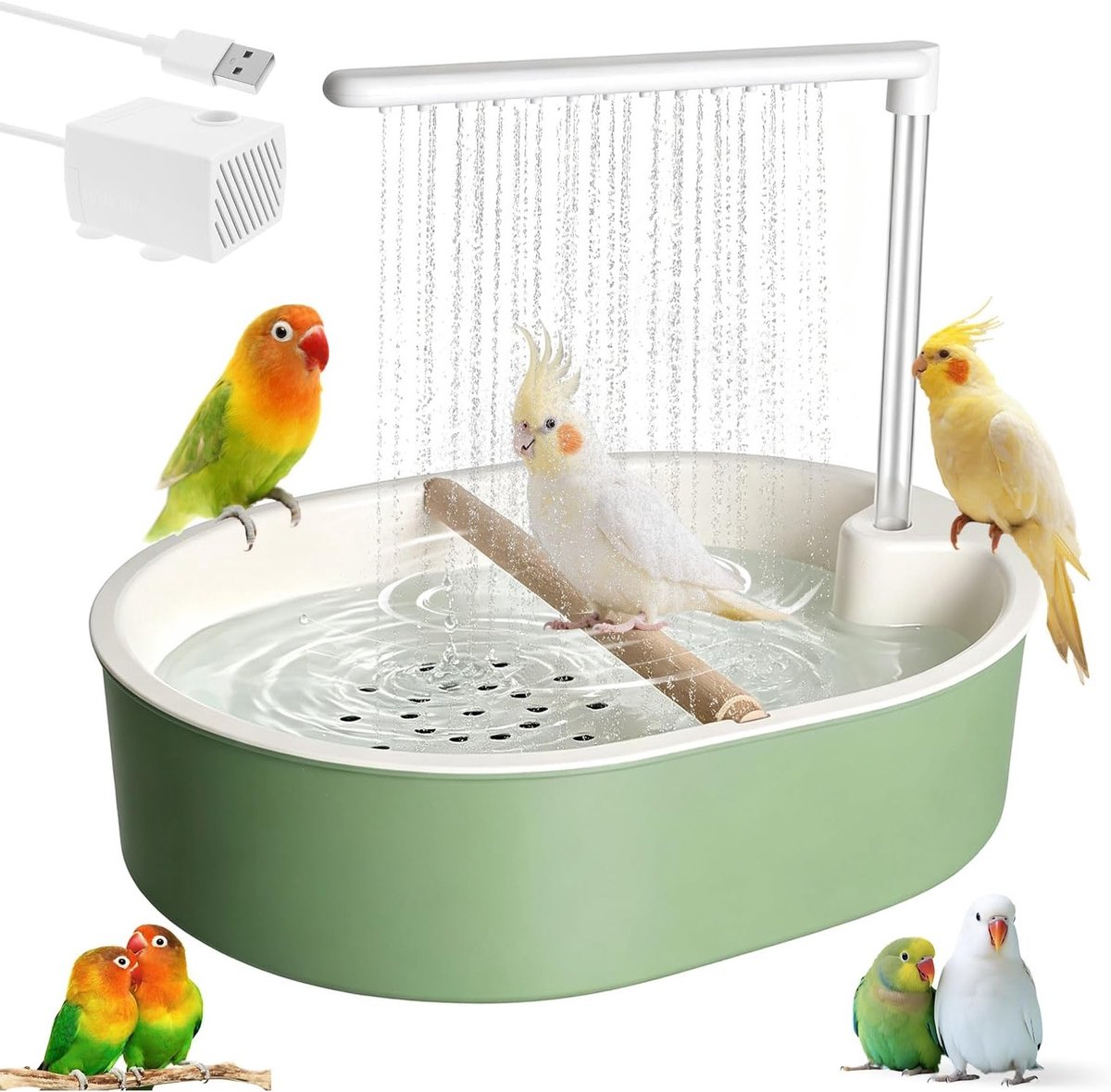 Vogeldouche voor parkieten met waterval en circulatiekraan - Automatische vogelbaddouche voor een schone en verfrissende badervaring voor je vogels