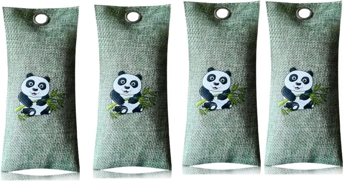SnelShoppen - Bamboo Activated Carbon Dehumidifier 4 Stuks 4 x 75 g - Natuurlijke Luchtverfrisser voor Thuis, Auto, Keuken, Schoenen, Koelkast, Toilet