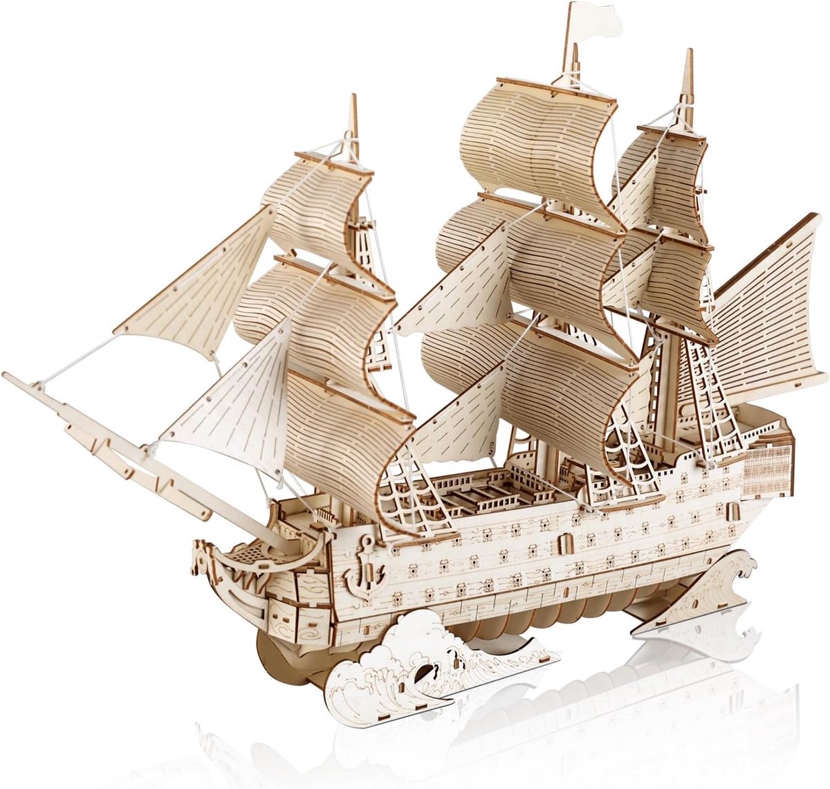 SnelShoppen - 3D Houten Puzzel Zeilschip Model Kit voor Volwassenen, DIY Bouwset zonder Gereedschap, Retro Decoratie voor Kerst, Verjaardag en Valenti