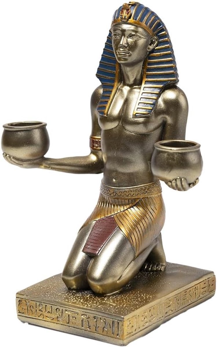 SnelShoppen - Statue Pharaoh Sacrifice 19 cm - Egyptische God - Antieke Decoratie - Bronzen Beeld - Origineel Cadeau Idee - Interieurdecoratie