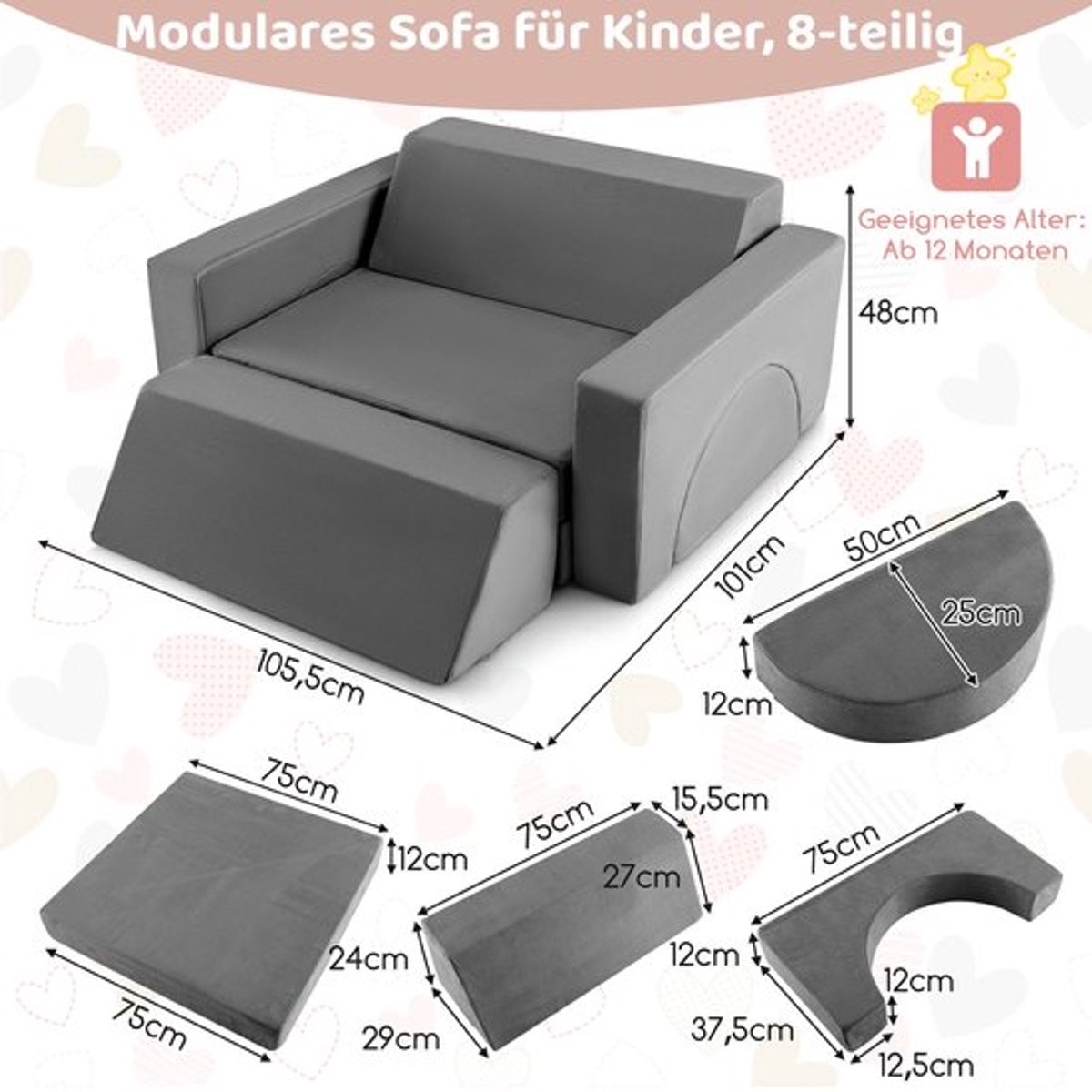 Modulaire Speelbank Kind – Zitzak Kinderen – Kinderbank Speelhoek – Speel Sofa – Zacht Spe