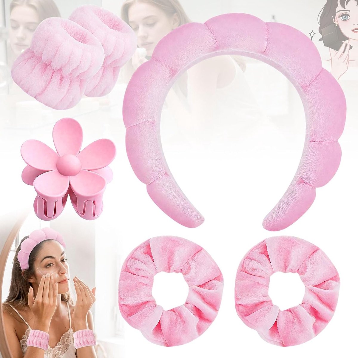 4 Stuks Haarbanden Set voor Cosmetica, Huidverzorging en Make-up, Ideaal voor Douche en Reiniging