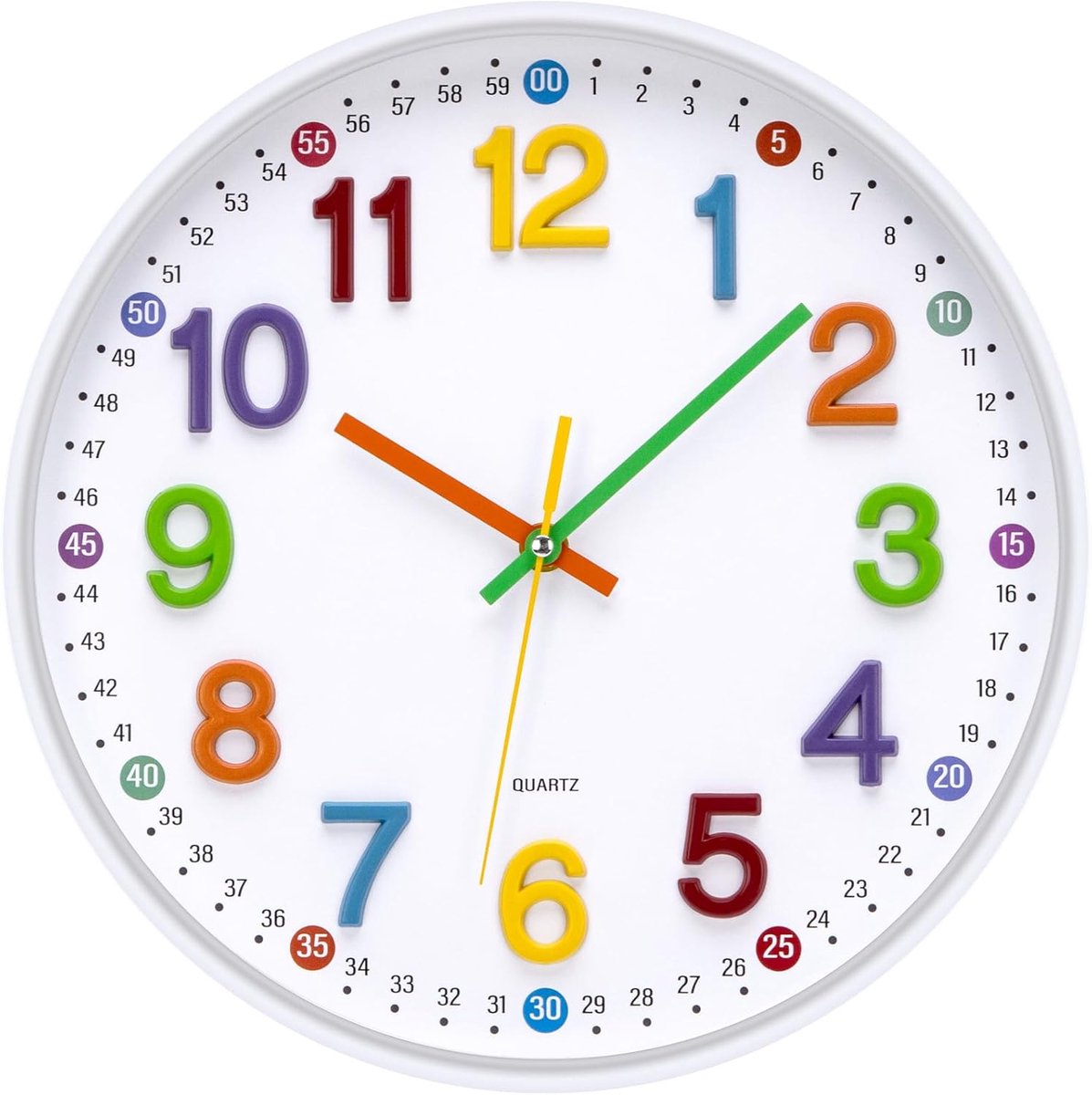 SnelShoppen - Kinderen Wandklok, Stille Quartz Klok 30 cm, Modern Design, Batterij Aangedreven, Eenvoudig Afleesbaar, Roze Goud, Voor Kamer, Keuken, S