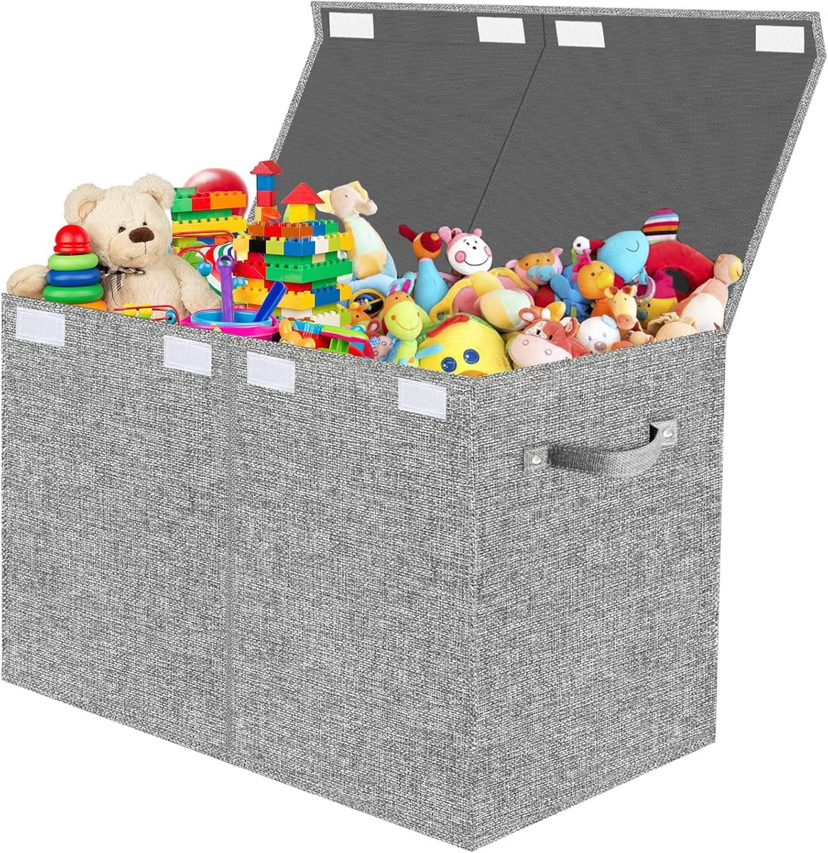 SnelShoppen - Opbergdoos Kinderen - Speelgoeddoos met Deksel 83L - Vouwbare Opbergbox met Handvatten - Lichtgrijs - Voor Kleding, Boeken en Speelgoed