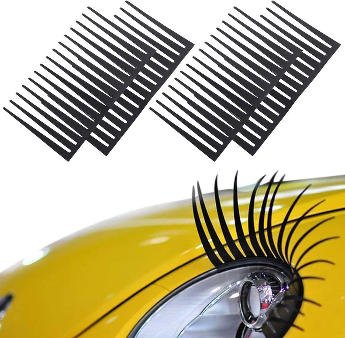 SnelShoppen - Car Eyelashes Sticker voor Headlights - Duurzame PVC Auto Oogschaduw - 2 Paar Elegante Decoratieve Stickers voor Alle Auto's - Charmante