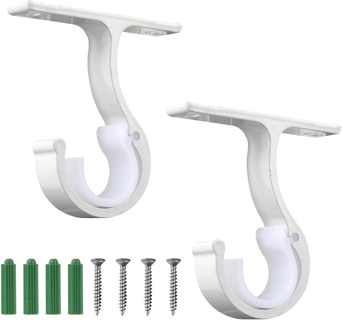 SnelShoppen - 2 x Aluminium Alloy Gordijnroede Houder voor Gordijnstangen 20 mm - 28 mm, Stevige Plafond of Muurbevestiging voor Gordijnen of Kasten