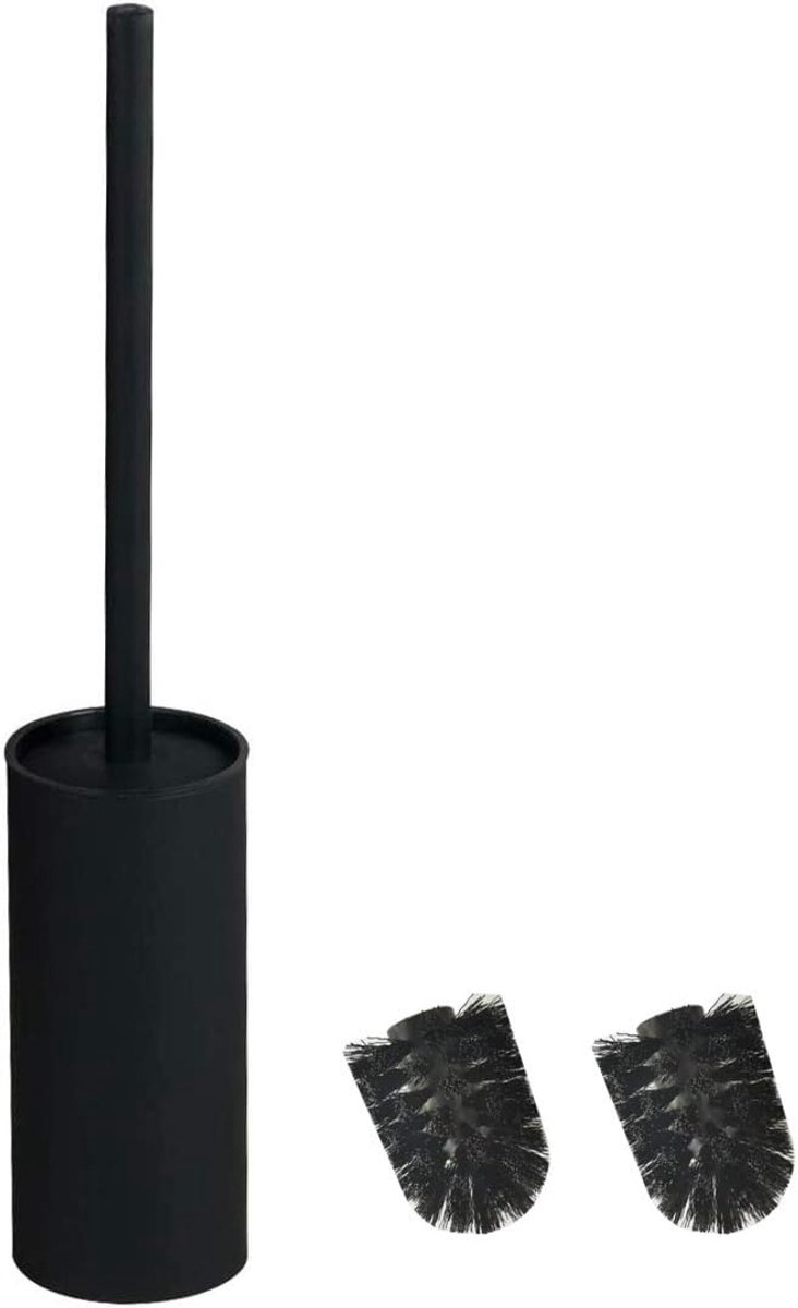 SnelShoppen - Staande Toiletborstel Set met 2 Borstels - 304 RVS en Houder - Zwart - Modern Design voor Badkamer Decoratie