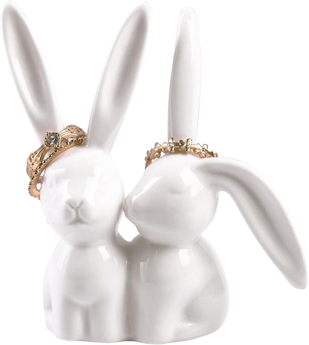 SnelShoppen - Schattige Konijn Sieraden Ringhouder van Glazuur Keramiek, Perfect voor Trouwringen en Verlovingsringen, Kleine Decoratie voor Preppy Ka