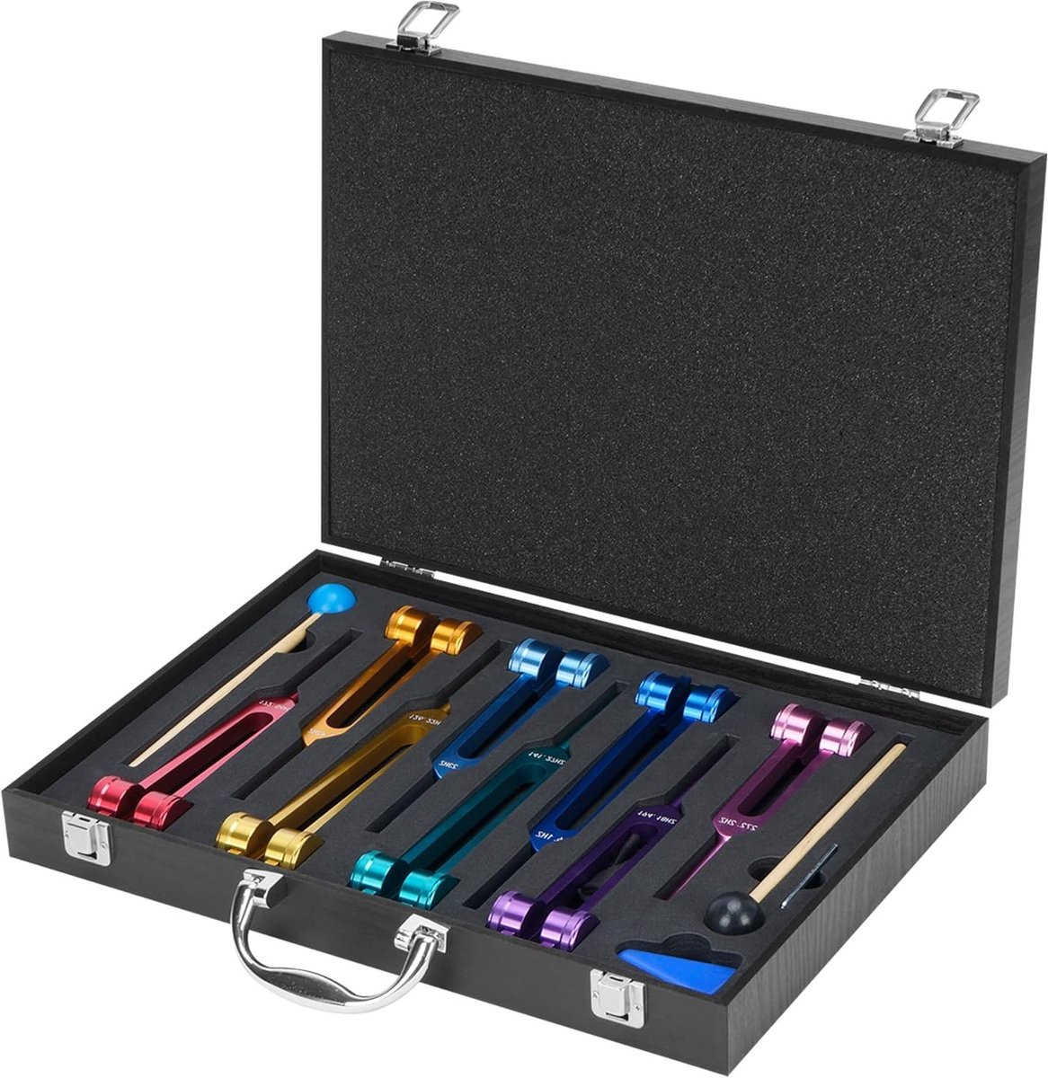 8-delige set stemvorken van aluminium voor therapie, frequentietherapie, yoga, meditatie en chakra-balans, inclusief geschenkdoos voor ontspanning en genezing