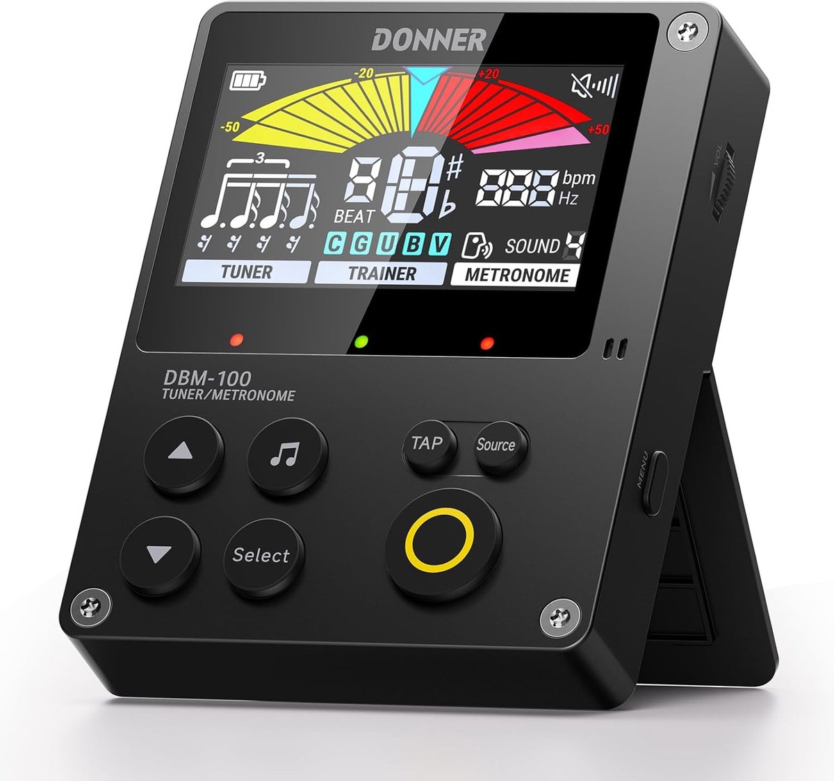 SnelShoppen - 3-in-1 Digitale Metronoom en Tuner voor Gitaar, Ukulele, Viool, Bas en Piano, Oplaadbaar, Trainer Rhythm Mode, Zwart