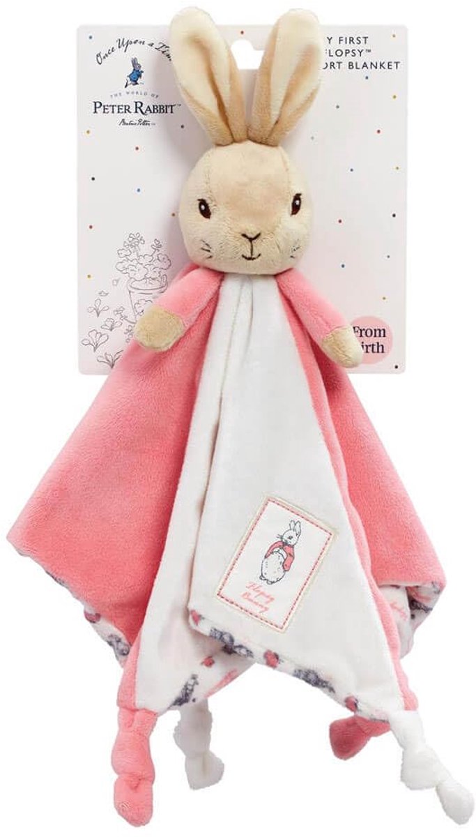SnelShoppen - Flopsy Bunny Comfort Blanket - Zacht Knuffeldoekje voor Kinderen - Ideaal voor Baby's - Wit en Grijs - Perfect voor Slaap- en Speelmomen