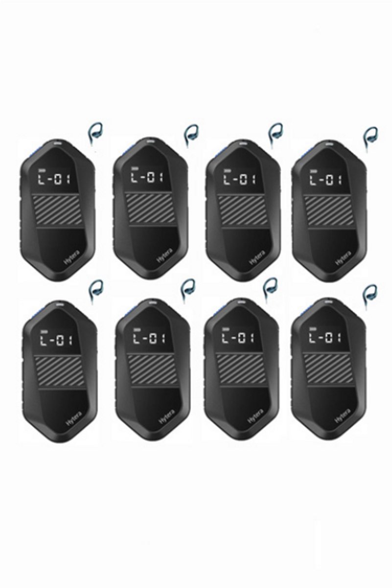 Set van 8 Hytera S1E LF Mini Portofoon vergunning vrij IP67 waterdicht met C-ring oortje