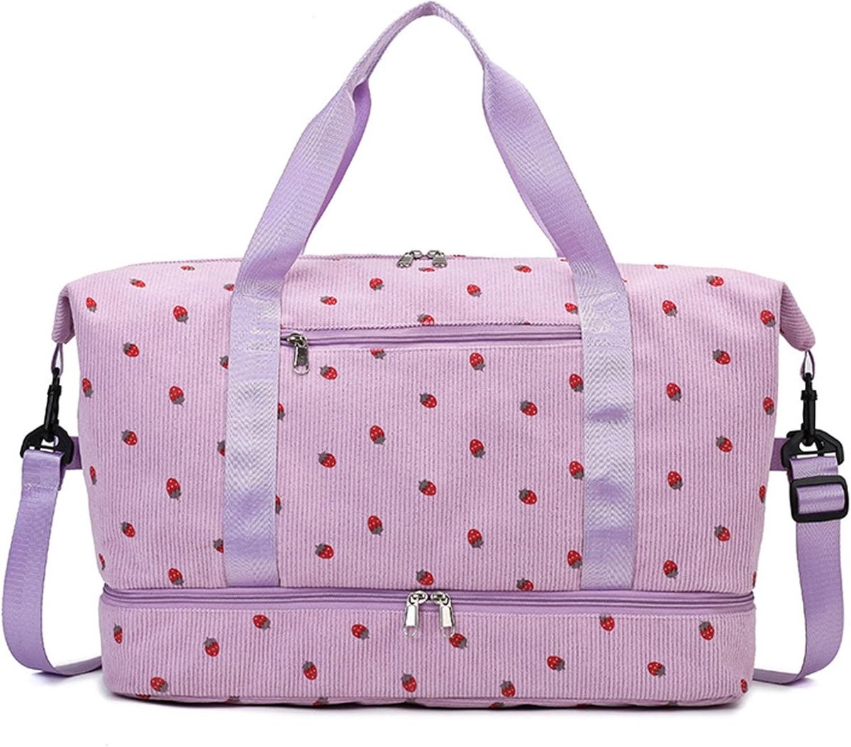 SnelShoppen - Dames Sporttas, Reistas Weekendbag met Schoencompartiment en Droognat Scheiding, 20-35L, Paars, 47 x 37 x 23 cm, Ideaal voor Sport en Re