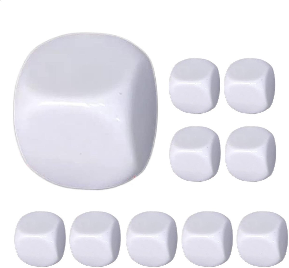 Dailygoods- Dobbelstenen Set - 10x Lege Acryl Dobbelstenen - Gekleurde Pennen Geschikt - Perfect voor Kunst en Ambachten - Ideaal voor Onderwijs - Gladde Oppervlakken - Blanke Dobbelstenen