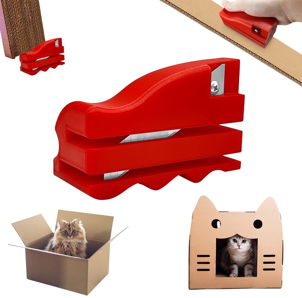 Dailygoods- Kartonnen Snijder 3D-geprint - Kartonnen Cutter - Kattenkrabbers - Doe-het-zelf Gereedschap - Handheld Recycling - Nauwkeurige Uitsparingen - Kattenkrabber