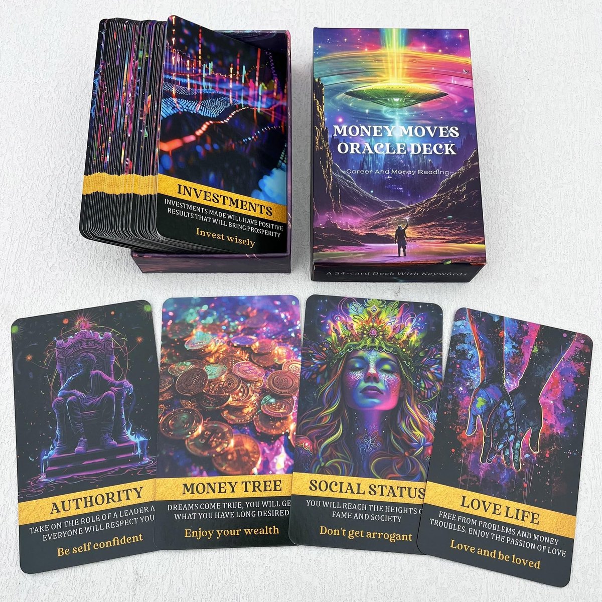 Dailygoods- Orakel Kaarten Geld en Carrière - 54 Kaarten - Begeleiding bij Beslissingen - Tarot Kaarten voor Beginners - Groei en Rijkdom - Dagelijkse Reflectie - Oracle Kaarten